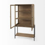 69209 - Arelius 36L x 18.75W x 63H Light Brown Wood W/ Black Metal Base Display Cabinet