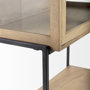 69209 - Arelius 36L x 18.75W x 63H Light Brown Wood W/ Black Metal Base Display Cabinet