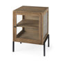 69206 - Arelius 20L x 18W x 26H Light Brown Wood W/ Black Metal Frame End/Side Table