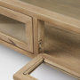 69228 - Arelius 42" Square Glass-Top Light Brown w/ Black Metal Base Display Coffee Table