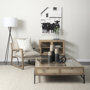 69226 - Arelius 36L x 18W x 32H Light Brown Wood, Black Metal Base w/ 2 Glass Doors Accent Cabinet