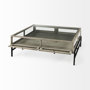 69297 - Arelius 42" Square Glass-Top Gray Wood w/ Black Metal Base Display Coffee Table