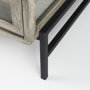69297 - Arelius 42" Square Glass-Top Gray Wood w/ Black Metal Base Display Coffee Table