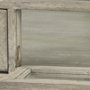 69297 - Arelius 42" Square Glass-Top Gray Wood w/ Black Metal Base Display Coffee Table