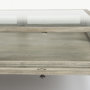 69297 - Arelius 42" Square Glass-Top Gray Wood w/ Black Metal Base Display Coffee Table