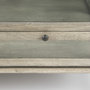 69297 - Arelius 42" Square Glass-Top Gray Wood w/ Black Metal Base Display Coffee Table