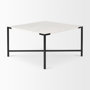 68239 - Lucas 30x30 White Marble Top Black Metal Base Coffee Table