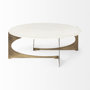 68232-AB - Reinhold 49" Round White Marble Top Gold Metal Base Coffee Table