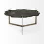69049-AB - Shale 37" Irregular Live-Edge Black Slate w/Flat Iron Base Coffee Table 
