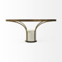 69052-AB - Jacinta 36" Round Glass Top Metal and Marble Pedestal Coffee Table