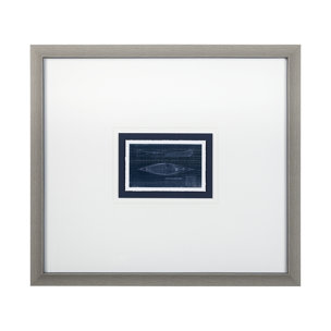 Canoe Blueprint  by Dayna a Hand Embellished Textured Framed Art Print Matted under Glass
