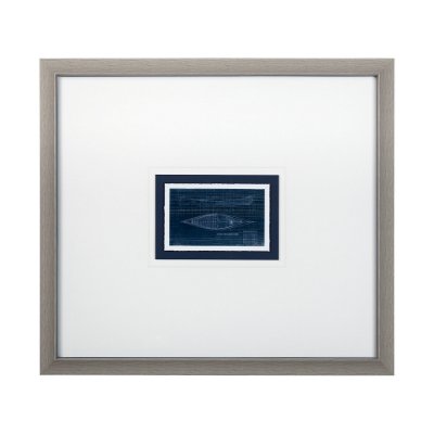 13723 - Canoe Blueprint  by Dayna a Hand Embellished Textured Framed Art Print Matted under Glass