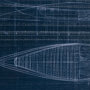 13723 - Canoe Blueprint  by Dayna a Hand Embellished Textured Framed Art Print Matted under Glass