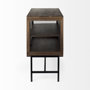 69290 - Arelius 36L x 18W x 32H Medium Brown Wood, Black Metal Base w/ 2 Glass Doors Accent Cabinet