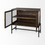 69290 - Arelius 36L x 18W x 32H Medium Brown Wood, Black Metal Base w/ 2 Glass Doors Accent Cabinet