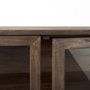 69290 - Arelius 36L x 18W x 32H Medium Brown Wood, Black Metal Base w/ 2 Glass Doors Accent Cabinet