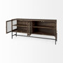 69293 - Arelius 70L x 18.75W x 32H Medium Brown, Black Metal Base w/ 4 Glass Door Cabinets Sideboard