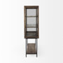 69299 - Arelius 36L x 18.75W x 63H Medium Brown Wood W/ Black Metal Base Display Cabinet