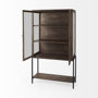 69299 - Arelius 36L x 18.75W x 63H Medium Brown Wood W/ Black Metal Base Display Cabinet