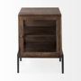 69302 - Arelius 20L x 18W x 26H  Medium Brown Wood W/ Black Metal Frame End/Side Table 