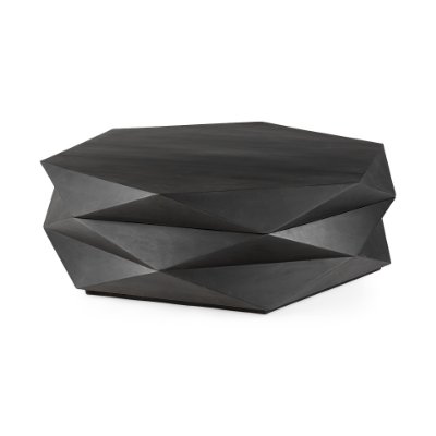 69541 - Arreto 48" Black Solid Wood Hexagonal Storage Coffee Table