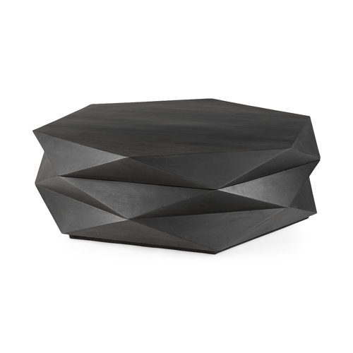 69541 - Arreto 48" Black Solid Wood Hexagonal Storage Coffee Table