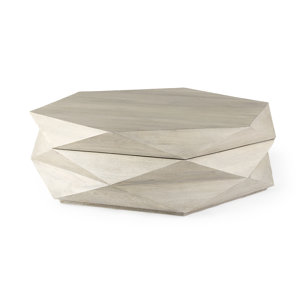 Arreto 48" Natural Solid Wood Hexagonal Storage Coffee Table