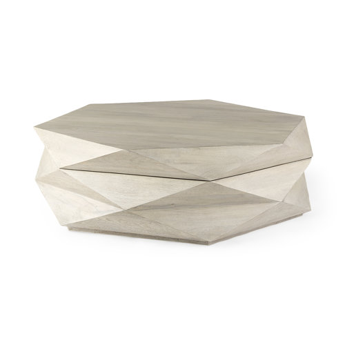 69542 - Arreto 48" Natural Solid Wood Hexagonal Storage Coffee Table