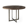 69176-AB - Faye I 48L x 48W x 30H Medium Brown Wood W/Antique Nickel Metal Base Round Dining Table
