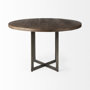 69176-AB - Faye I 48L x 48W x 30H Medium Brown Wood W/Antique Nickel Metal Base Round Dining Table