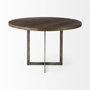 69176-AB - Faye I 48L x 48W x 30H Medium Brown Wood W/Antique Nickel Metal Base Round Dining Table