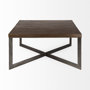 69181 - Faye 34L x 34W x 17H Medium Brown Wood W/Antique Nickel Metal Base Square Coffee Table