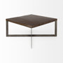 69181 - Faye 34L x 34W x 17H Medium Brown Wood W/Antique Nickel Metal Base Square Coffee Table