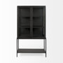 69210 - Arelius 36L x 18.75W x 63H Black-Brown Wood W/ Black Metal Base Display Cabinet