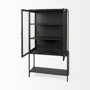 69210 - Arelius 36L x 18.75W x 63H Black-Brown Wood W/ Black Metal Base Display Cabinet
