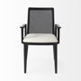 69352 - Clara Black Wood W/ Cream Fabric Seat and Cane Back Dining Chair