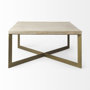 69180 - Faye 34L x 34W x 17H Beige Finished Wood W/Gold Metal Base Square Coffee Table