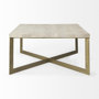69180 - Faye 34L x 34W x 17H Beige Finished Wood W/Gold Metal Base Square Coffee Table