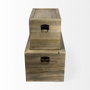 69529 - Sonny 23.6L x 15.7W x 13.8H Set of Two Brown Wood and Wicker W/ Metal Detail Rectangular Boxes