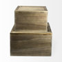 69529 - Sonny 23.6L x 15.7W x 13.8H Set of Two Brown Wood and Wicker W/ Metal Detail Rectangular Boxes
