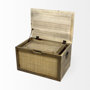 69529 - Sonny 23.6L x 15.7W x 13.8H Set of Two Brown Wood and Wicker W/ Metal Detail Rectangular Boxes