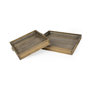 69530 - Sonny 23.6L x 23.6W x 2.0H Set of Two Brown Wood and Wicker Square Trays