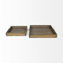 69530 - Sonny 23.6L x 23.6W x 2.0H Set of Two Brown Wood and Wicker Square Trays