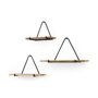 69531 - Khufu 18.9L x 5.5W x 10.2H Set of Three Brown Wood W/ Black Metal Triangular Hanging Shelves