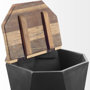 67519 - Esagono Octagonal Black Metal-Clad Reclaimed Wood End/Side Table w/ Storage
