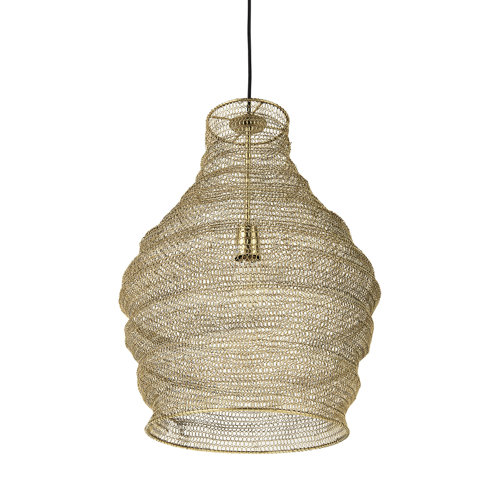 69239 - Halycon 16.0L x 16.0W x 20.0H Gold Mesh and Iron Pendant Light