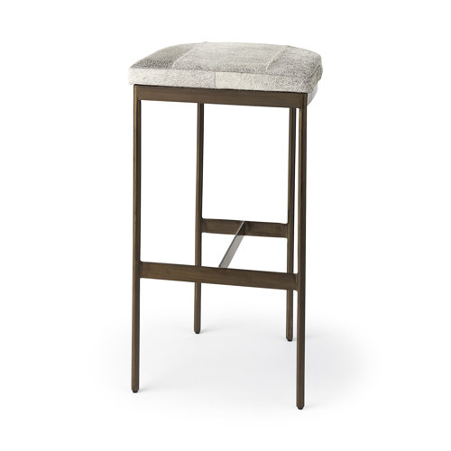 69385 - Millie 30H Hair-on-hide Seat W/ Gold Frame Bar Stool