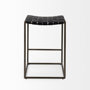 69392 - Clarissa 18.0L x 16.0W x 26.25H Black Woven Leather Seat W/ Gold Frame Counter Stool