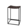 69393 - Clarissa 18.0L x 16.0W x 26.25H Dark Brown Woven Leather Seat W/ Black Iron Frame Counter Stool