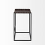 69393 - Clarissa 18.0L x 16.0W x 26.25H Dark Brown Woven Leather Seat W/ Black Iron Frame Counter Stool